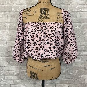 HAOLA Pink Animal Print Crop Top